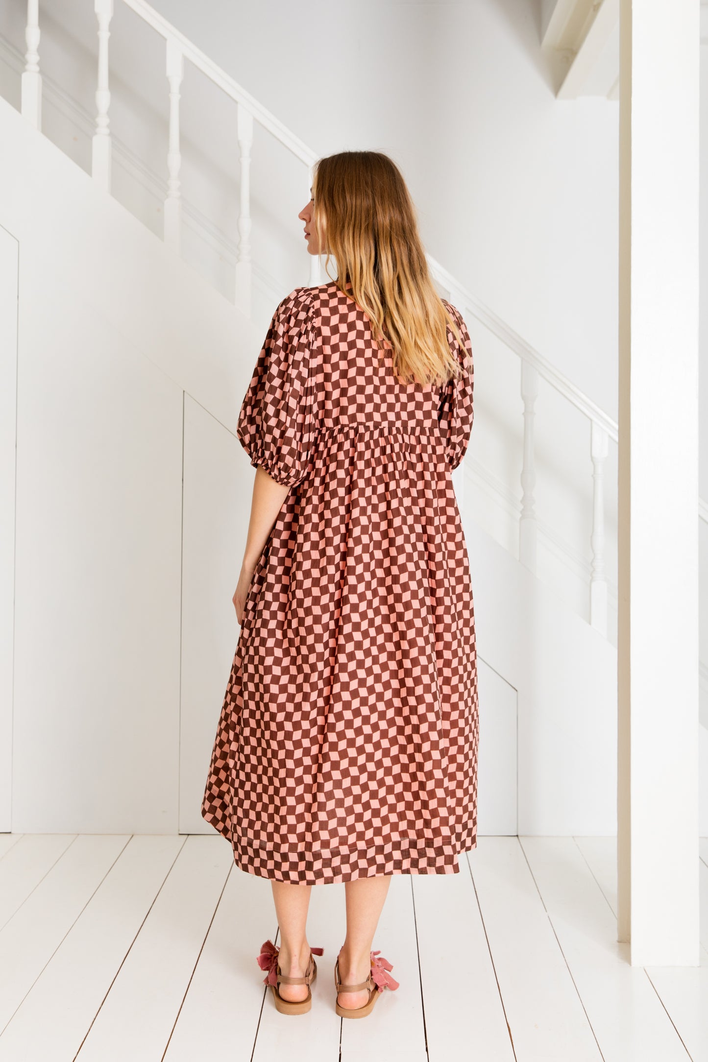 Briony Dress  - Brown/Pink