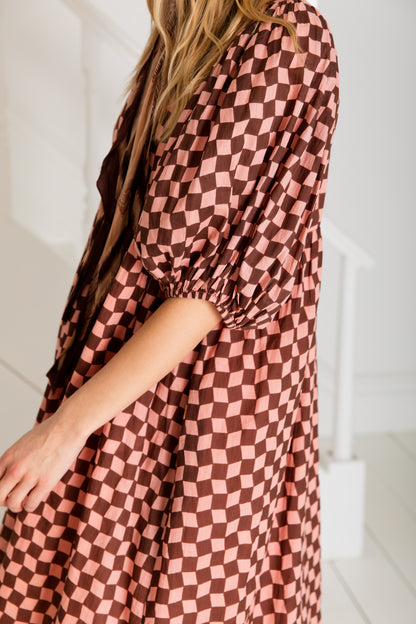 Briony Dress  - Brown/Pink (WS)