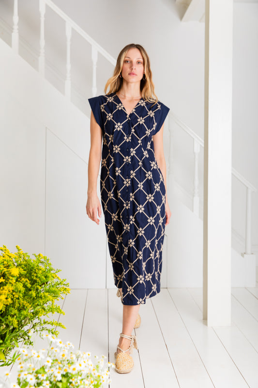 Dina Dress  - Navy (WS)