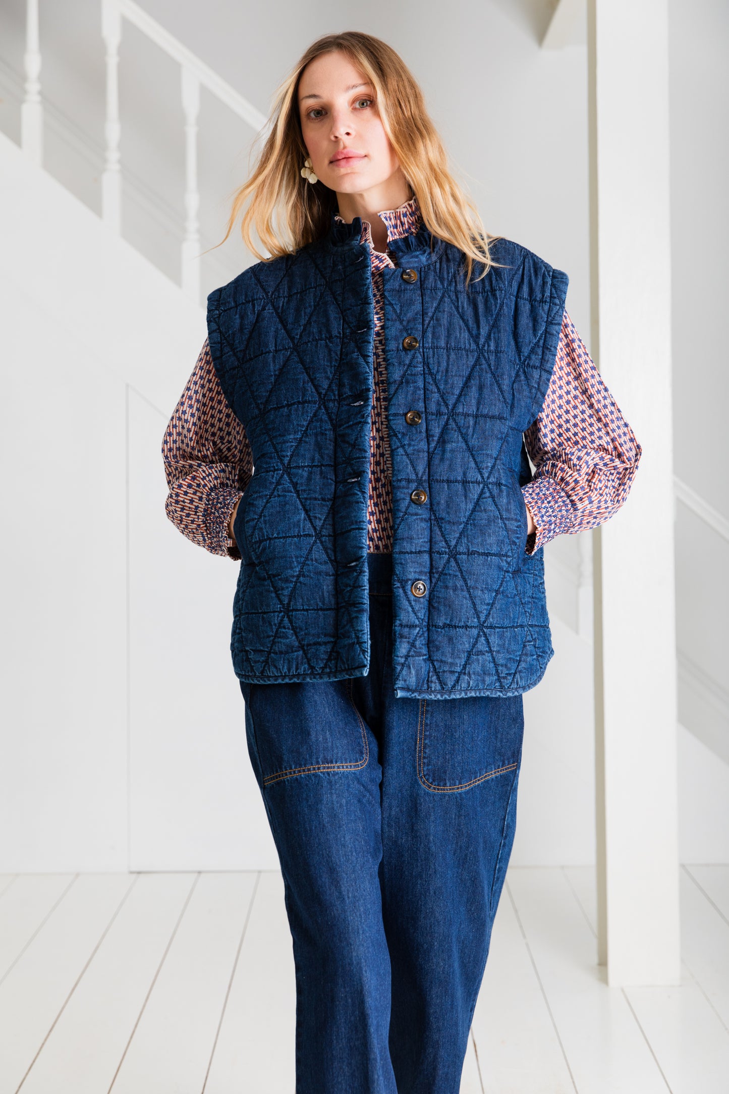 Stina Gilet - Denim Mid-Wash