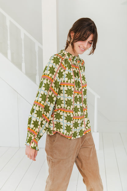 Margot Top - Olive Multi