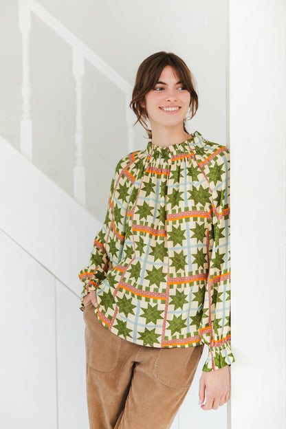 Margot Top - Olive Multi